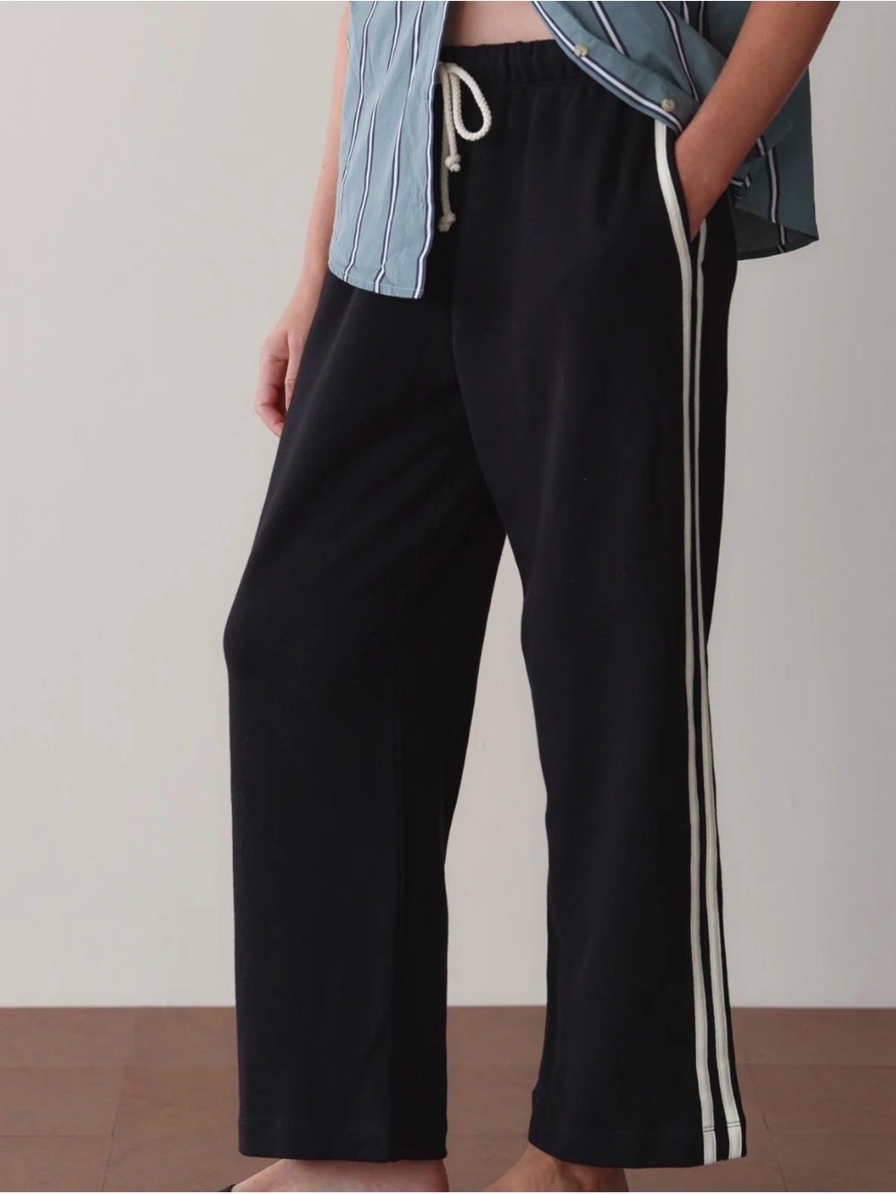 DONNI The Eco-Terry Stripe Crop Pant - Picture 2 of 2